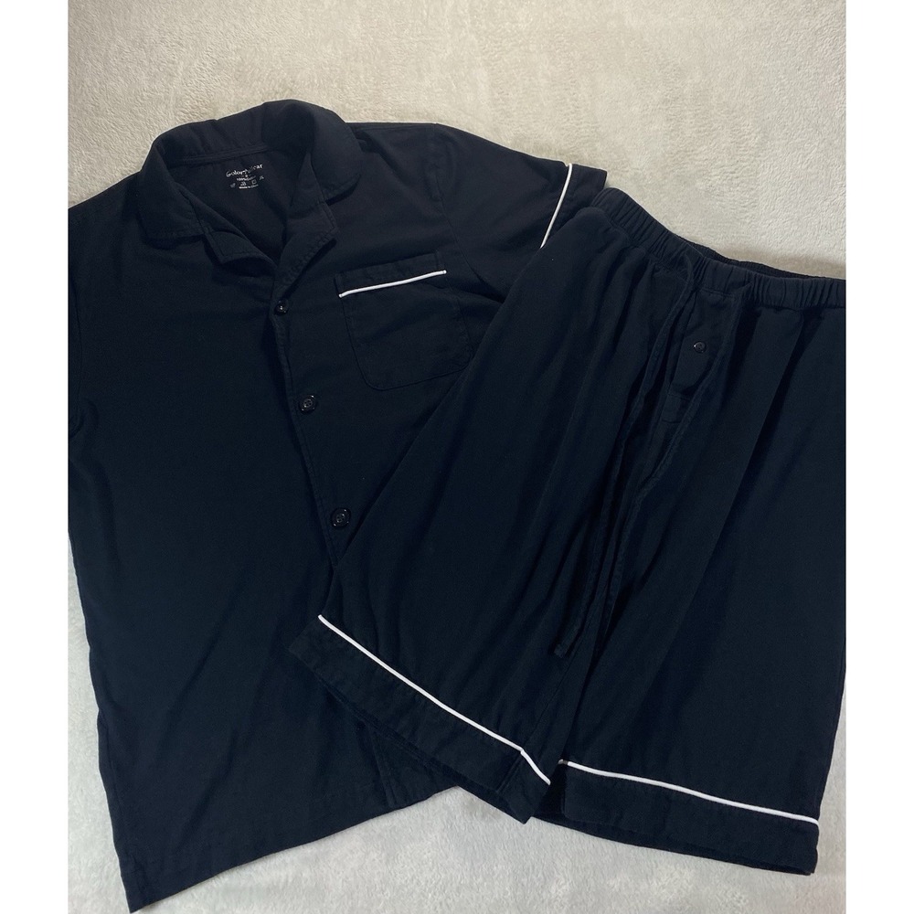 Color Fullleaf Black Collar‎ Short Sleepwear Set Men's S Unisex 100% Cotton